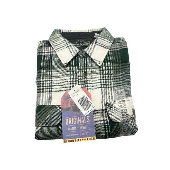Oversized Green and White Plaid Flannel Men's Shirt, Large - Picture 2 of 9